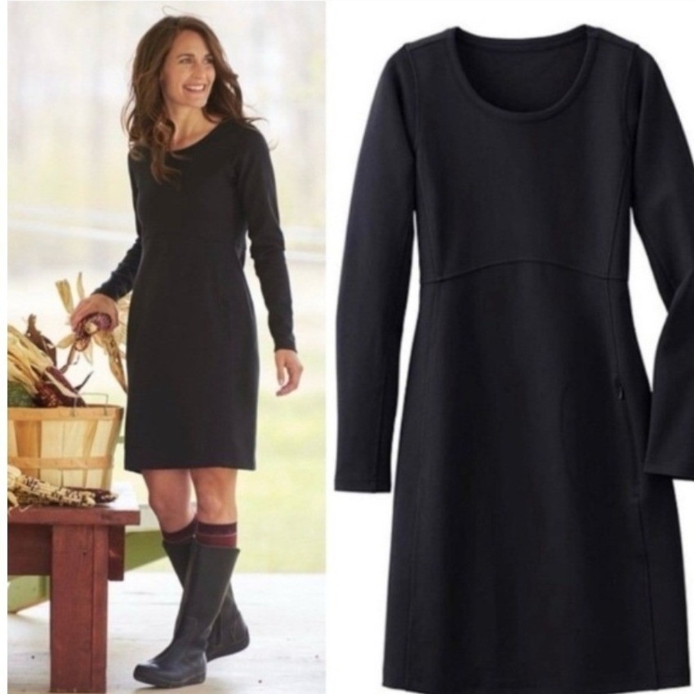 Duluth Trading Wearwithall Dress Womens M Black Long Sleeve Ponte Knit Capsule